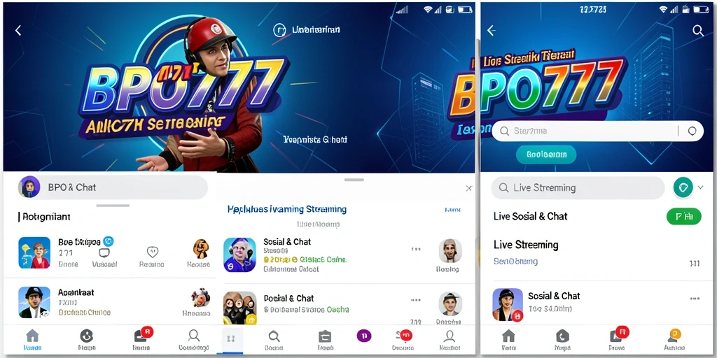 Antarmuka BPO777 untuk Live Streaming dengan fitur interaksi pengguna.