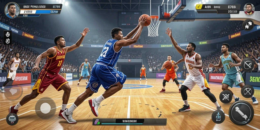 Antarmuka intuitif dari game Basket EE789 yang memukau.