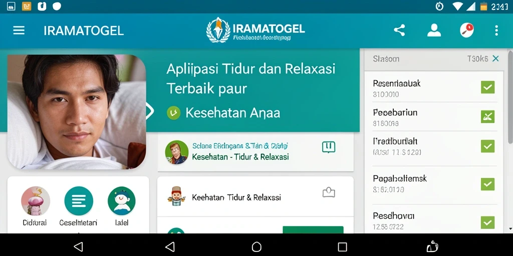 Tampilan antarmuka IRAMATOGEL yang menenangkan untuk tidur yang lebih baik.
