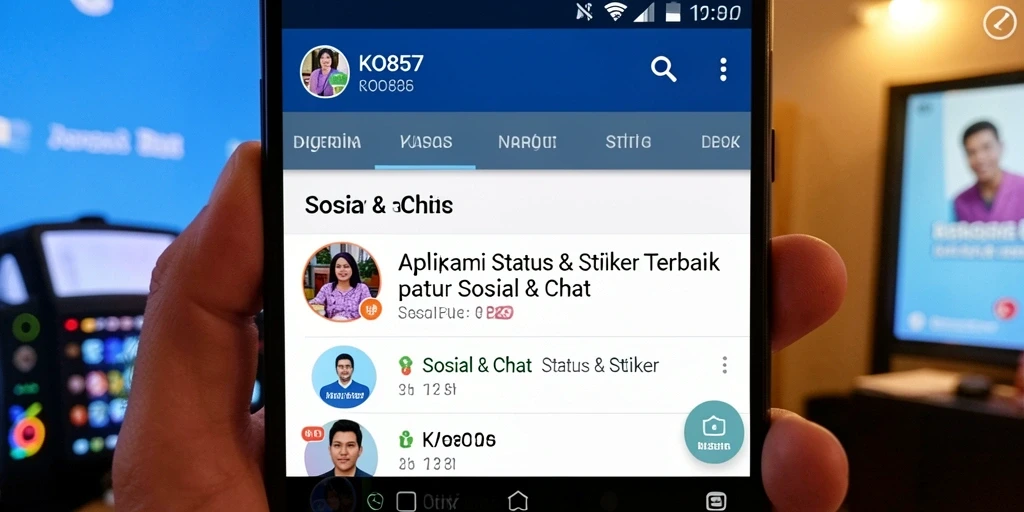 Antarmuka KO857 dengan berbagai pilihan stiker menarik untuk chat.