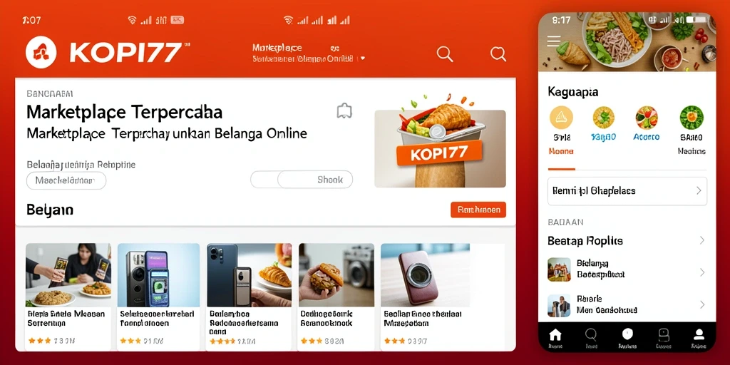 Antarmuka aplikasi KOPI77 yang sederhana dan menarik untuk belanja.
