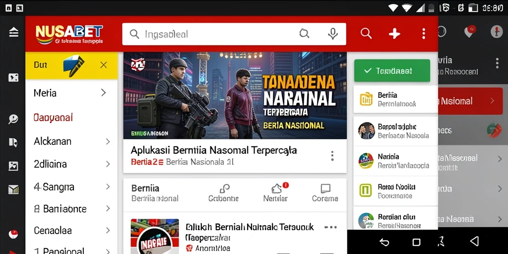 Tampilan antarmuka aplikasi NUSABET dengan berita terkini.