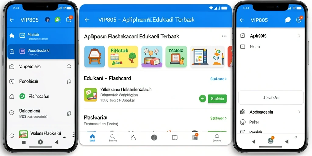 Antarmuka pengguna VIP805 yang memudahkan akses ke flashcard.